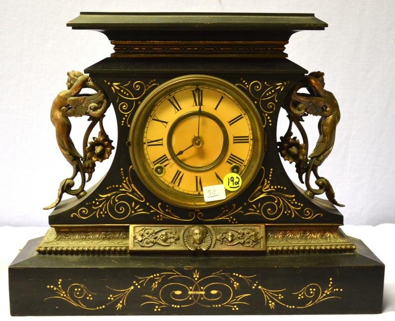 Antique Iron Case Mantle Clock