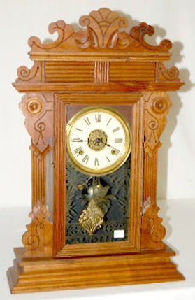 Walnut Kitchen Clock w/Time, Strike & Alarm