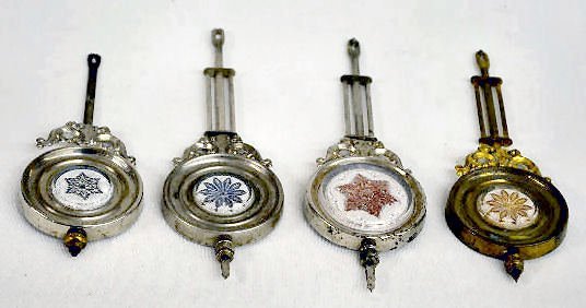 4 Aluminum & Pressed Glass Clock Pendulums