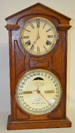 Ithaca “No. 7” Walnut Double Dial Calendar Clock