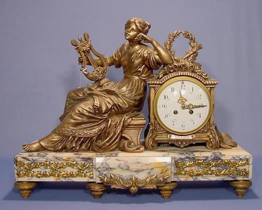 Large French Marble and Spelter Sapo Clock