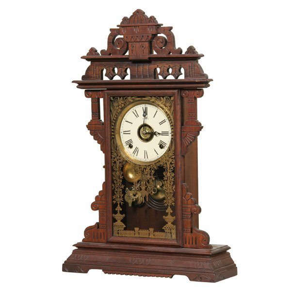 Late 1800 walnut Victorian mantel clock