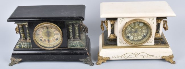 LOT OF 2 ANTIQUE ORNATE SHELF CLOCKS