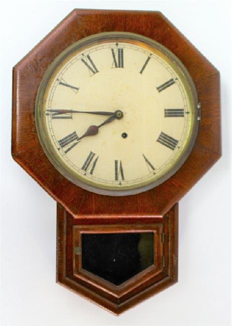 Late 19th century American Oak case wall clock