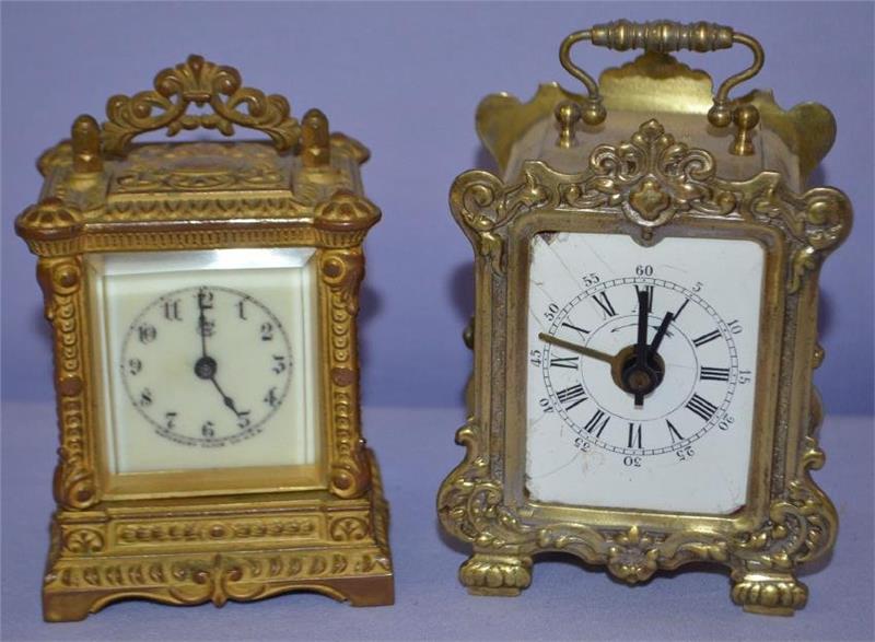 Two Ornate Metal Carriage Clocks