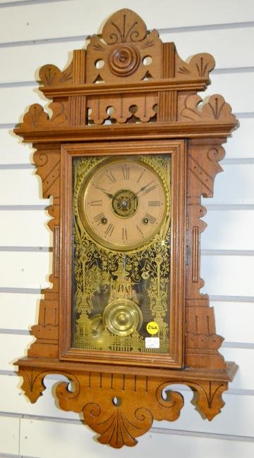 Antique Ansonia Walnut Hanging Kitchen Clock