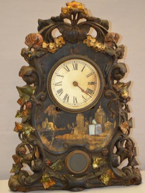 Antique Iron Front Shelf Clock, T & S