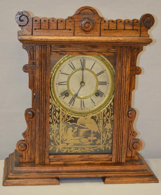 Antique Oak Waterbury Cabinet Clock