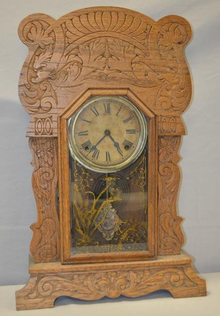 Sessions Oak Dolphin Carved Clock