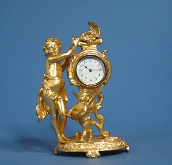 New Haven Gilt Metal Novelty Clock