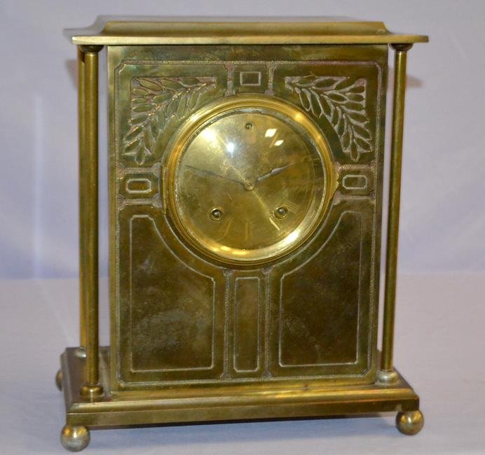 Antique Colonial Metal Cased Mantel Clock. Brass