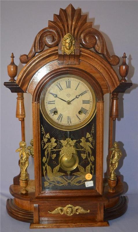 Antique Ansonia Triumph Walnut parlor clock