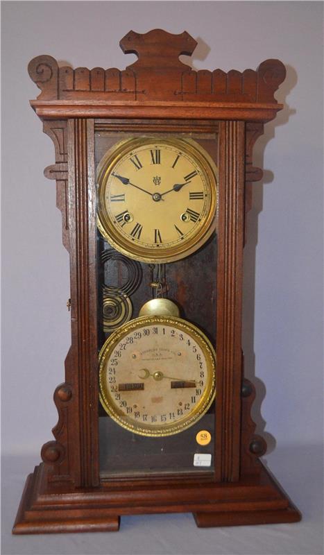 Antique Waterbury #44 double dial calendar Clock