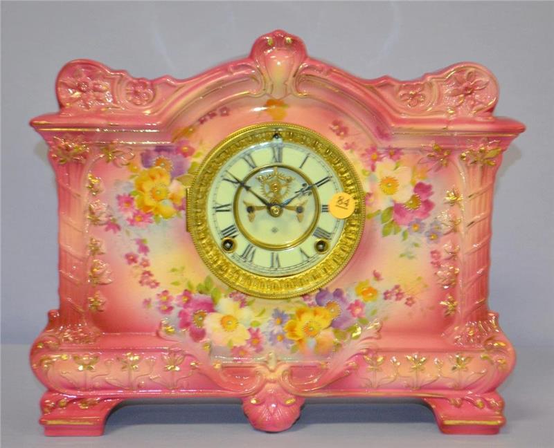 Antique Ansonia (La Palma) porcelain Mantle clock