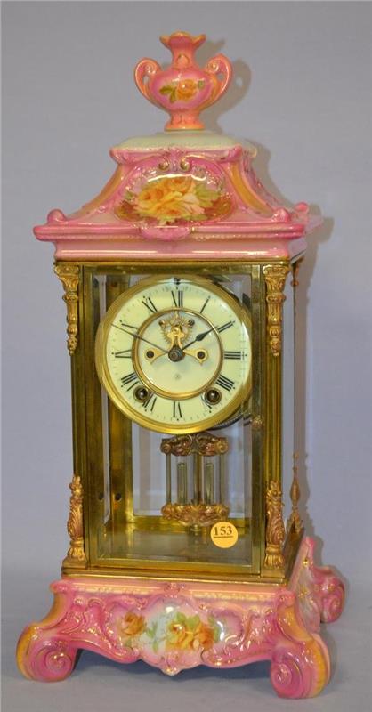 Antique Ansonia Porcelain Crystal Regulator #1 Clock