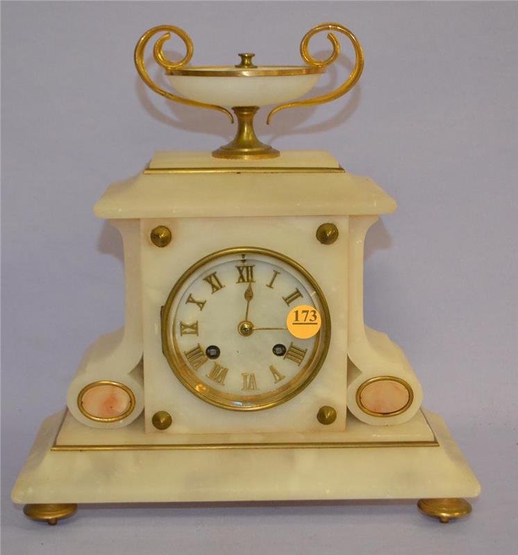 Antique Japy Freres Alabaster Mantle Clock