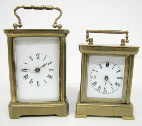 2 Antique Porcelain Dial Carriage Clocks