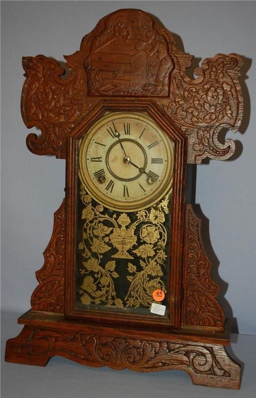 Antique Ingraham Oak Kitchen Clock