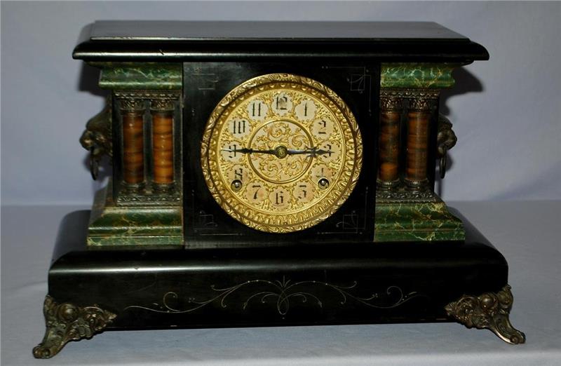 Antique Sessions Enameled Wood Mantle Clock