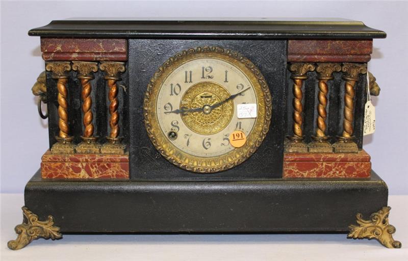 Antique Ingraham Black Enameled Mantle Clock