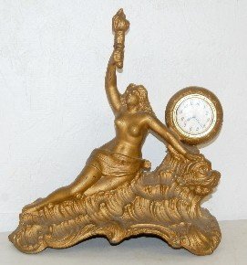 Antique Nude Lady & Dolphin Clock
