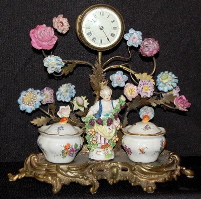 Bronze & Porcelain Meissen Type Clock