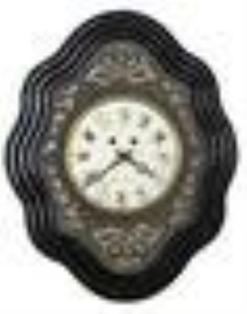 Napoleon III Shell Inlaid Ebonized Cartel Clock