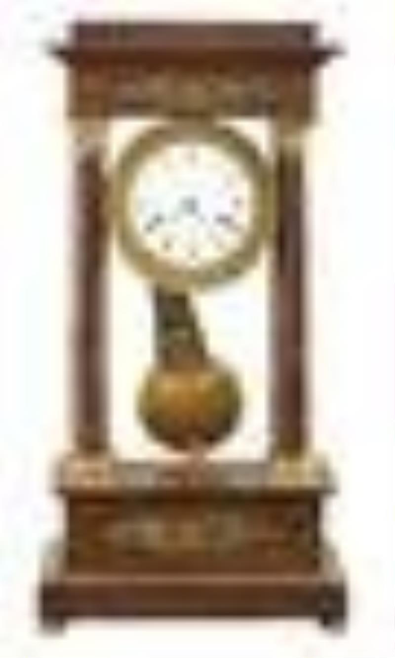 Hunziker French Empire Mahogany Portico Clock