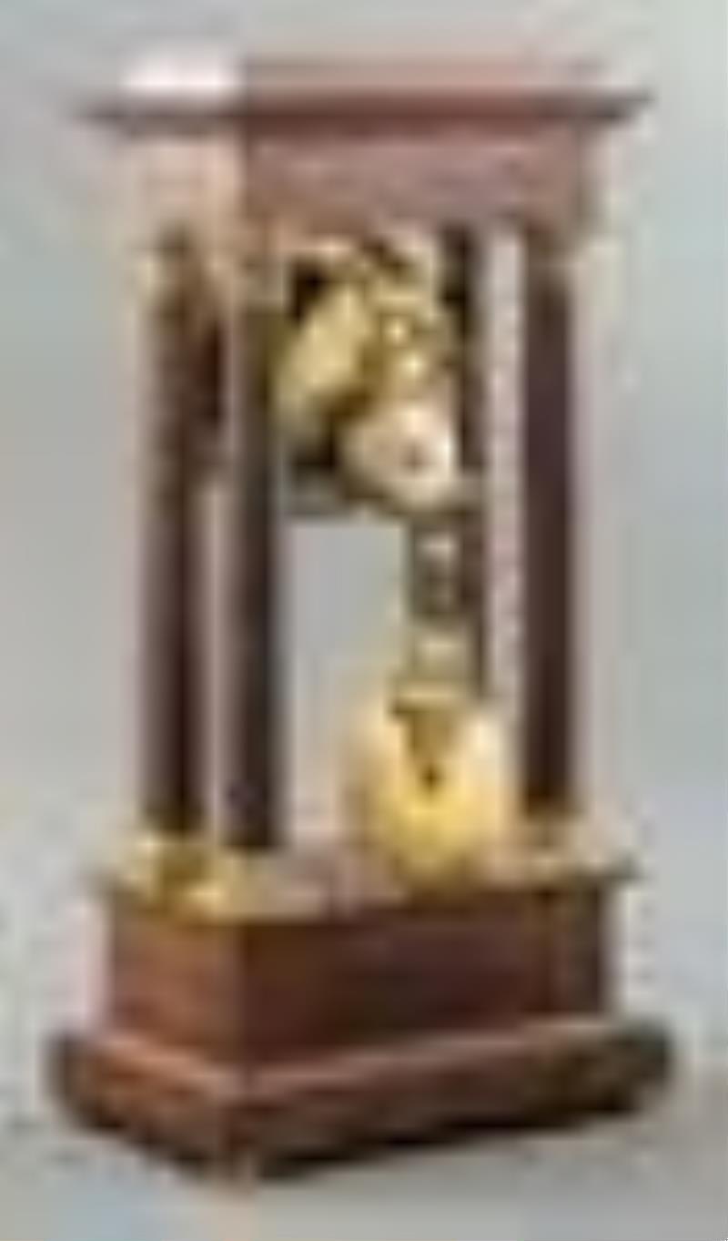Hunziker French Empire Mahogany Portico Clock