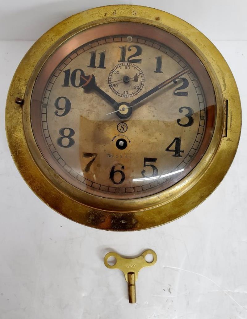 Seikosha WWII Japanese Brass Fusee 5Day Wind Wall Clock