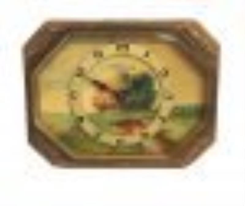 Vintage Gilt Brass Waltham Hand Painted Desk Clock