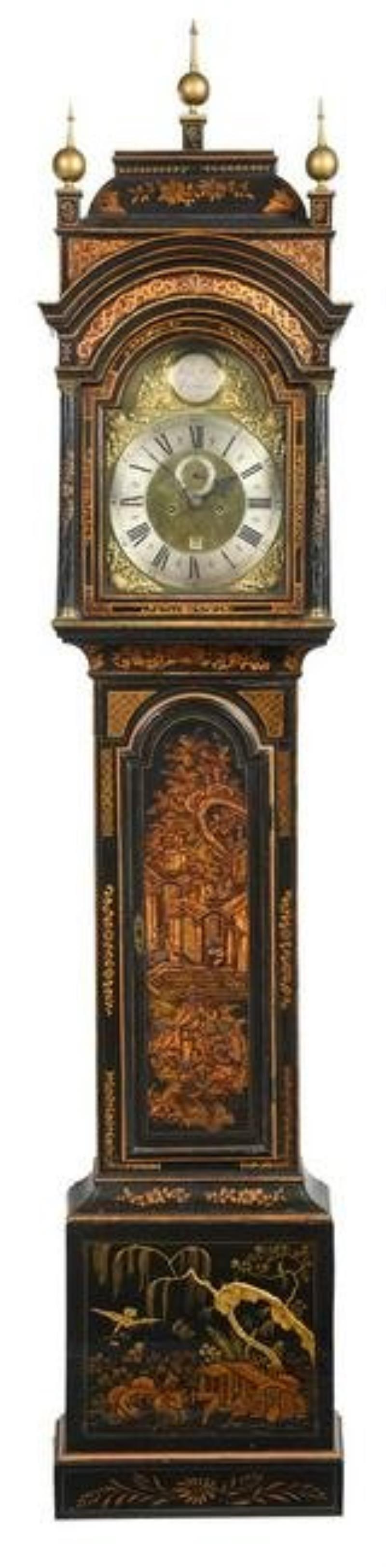 Queen Anne Japanned Tall Case Clock