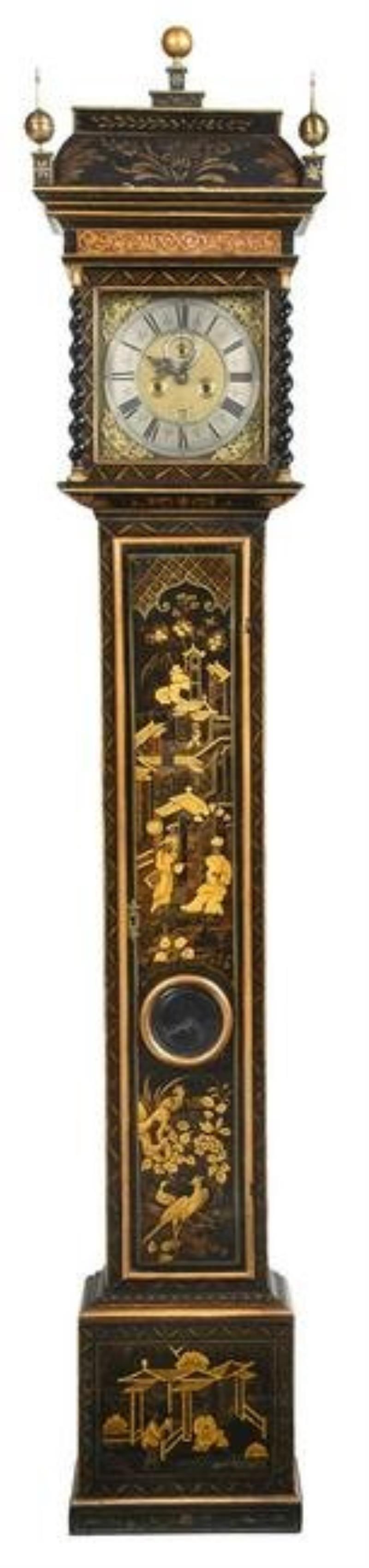 Queen Anne Japanned Tall Case Clock