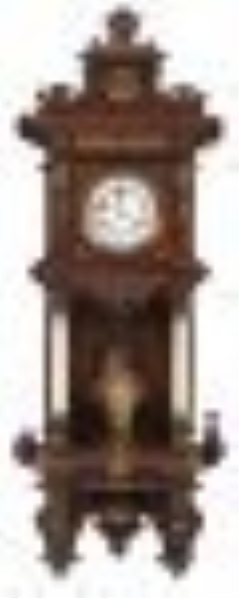 German Bronze Mounted Carved Walnut Wall Clock