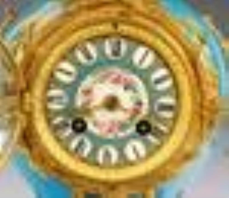 French Bronze & Porcelain Mantel Clock