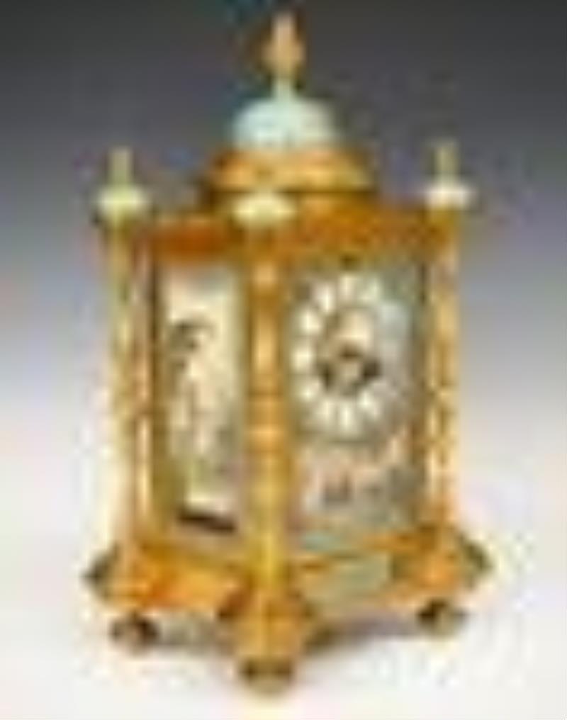 German Bronze & Porcelain Clock Set