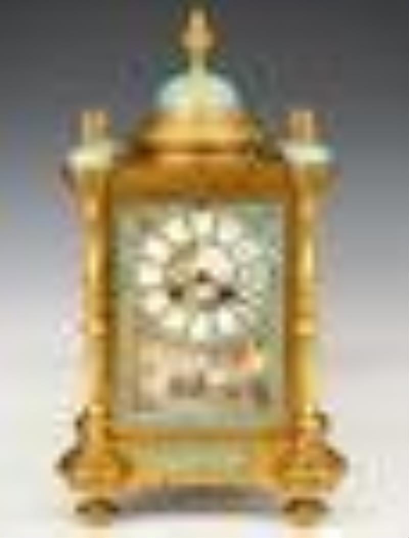 German Bronze & Porcelain Clock Set