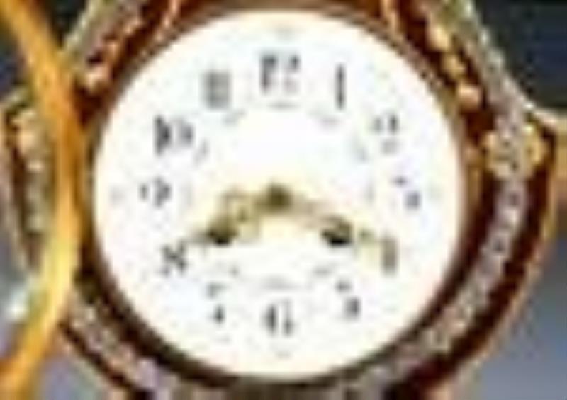 French Gilded Bronze Lyre Clock