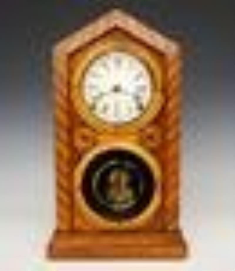 Ingraham Mosaic Front Doric Shelf Clock