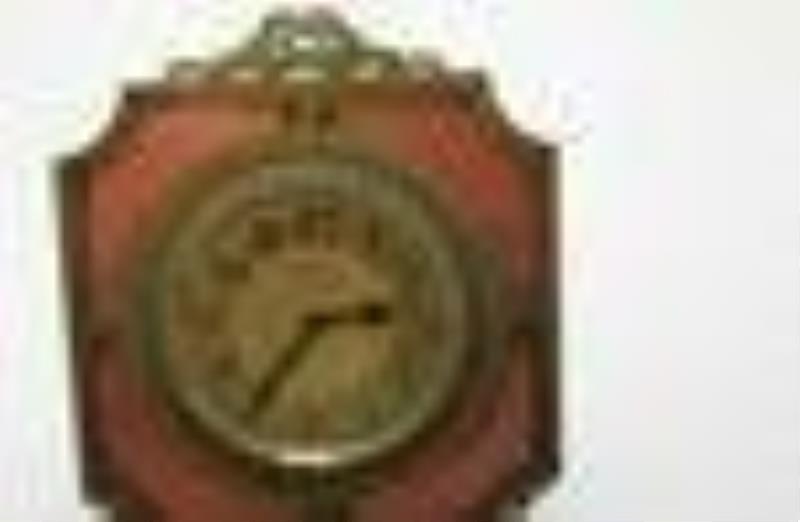 19c French Guilloche Rouge Enamel 8day Table Clock
