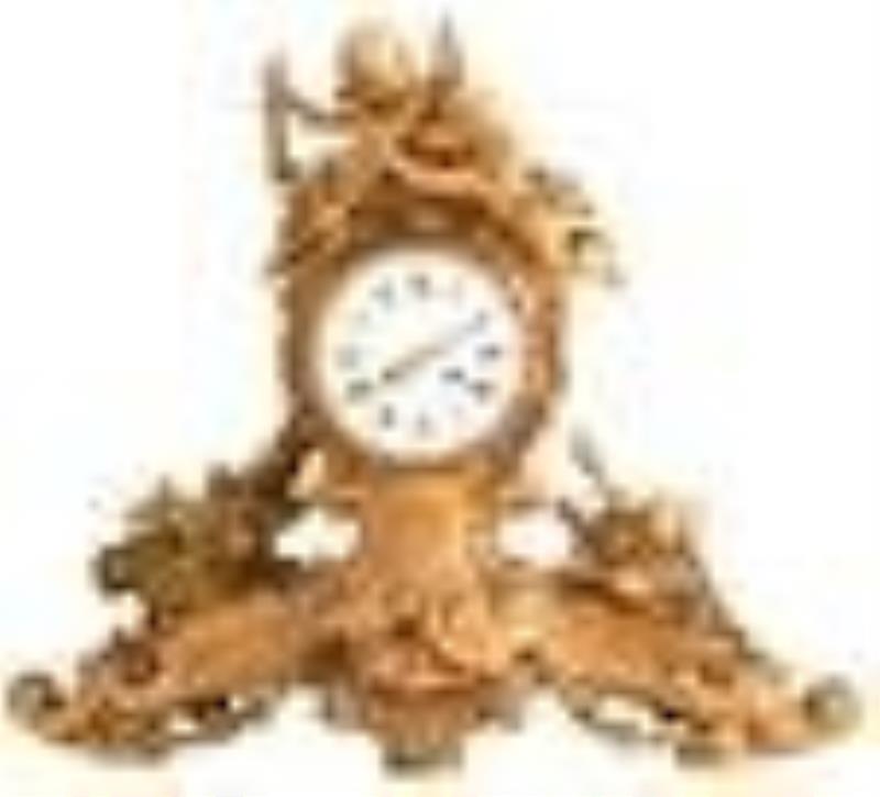 Louis XV Style Gilt Bronze Figural Mantel Clock