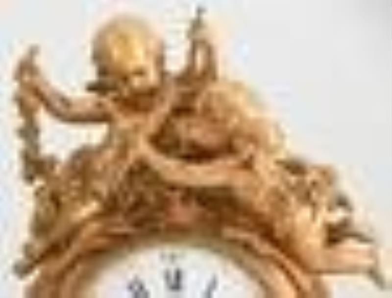 Louis XV Style Gilt Bronze Figural Mantel Clock