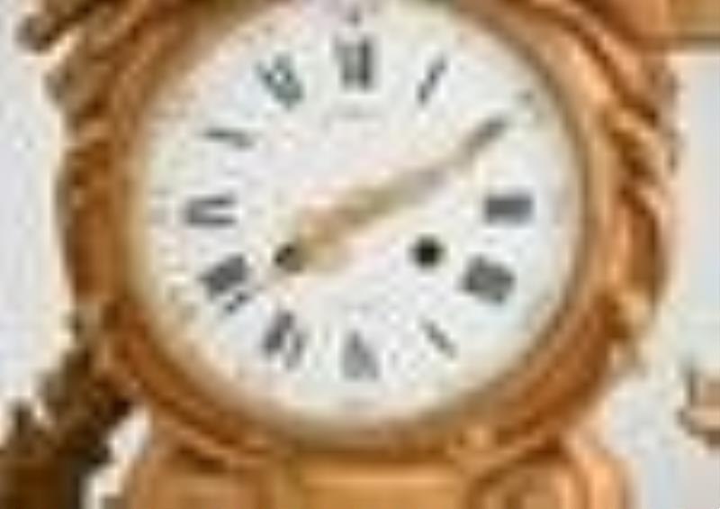Louis XV Style Gilt Bronze Figural Mantel Clock