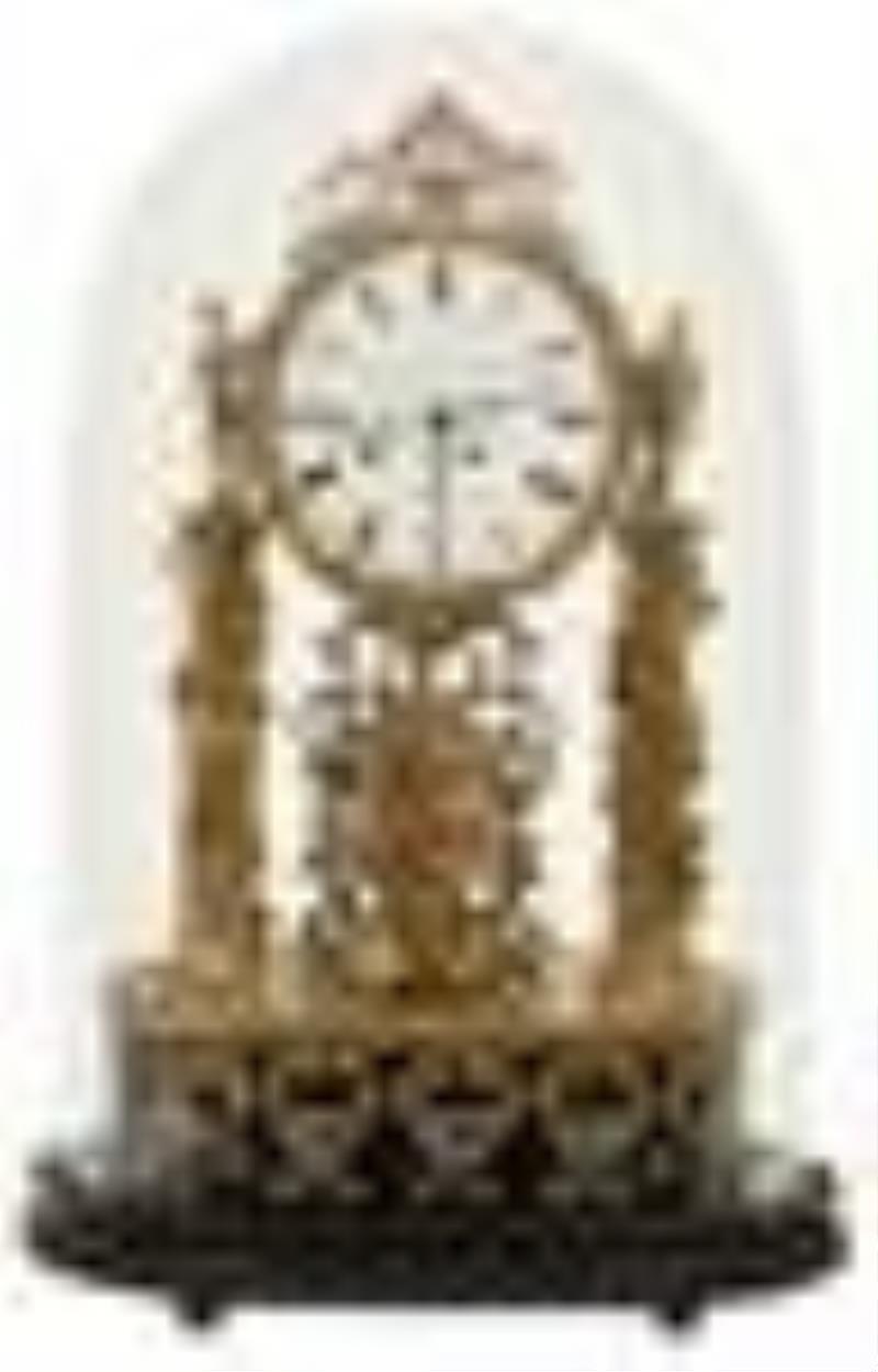 Austrian Silk Thread Musical Portical Clock with Dome
