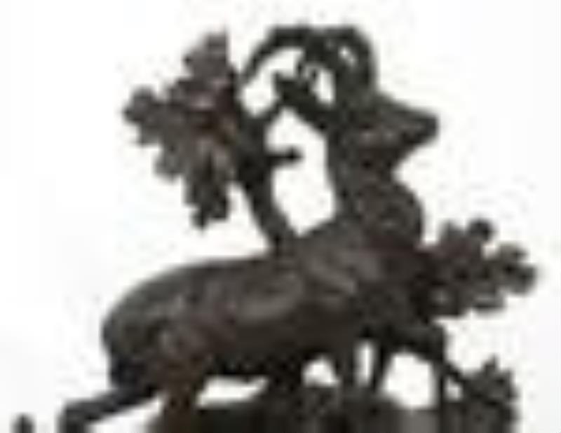 Black Forest Carved Clock Garniture