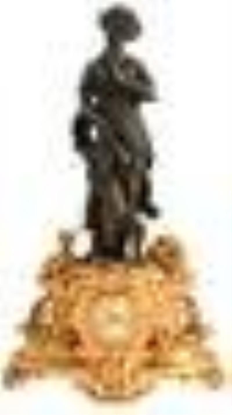 Louis XV Style Bronze Figural Mantel Clock