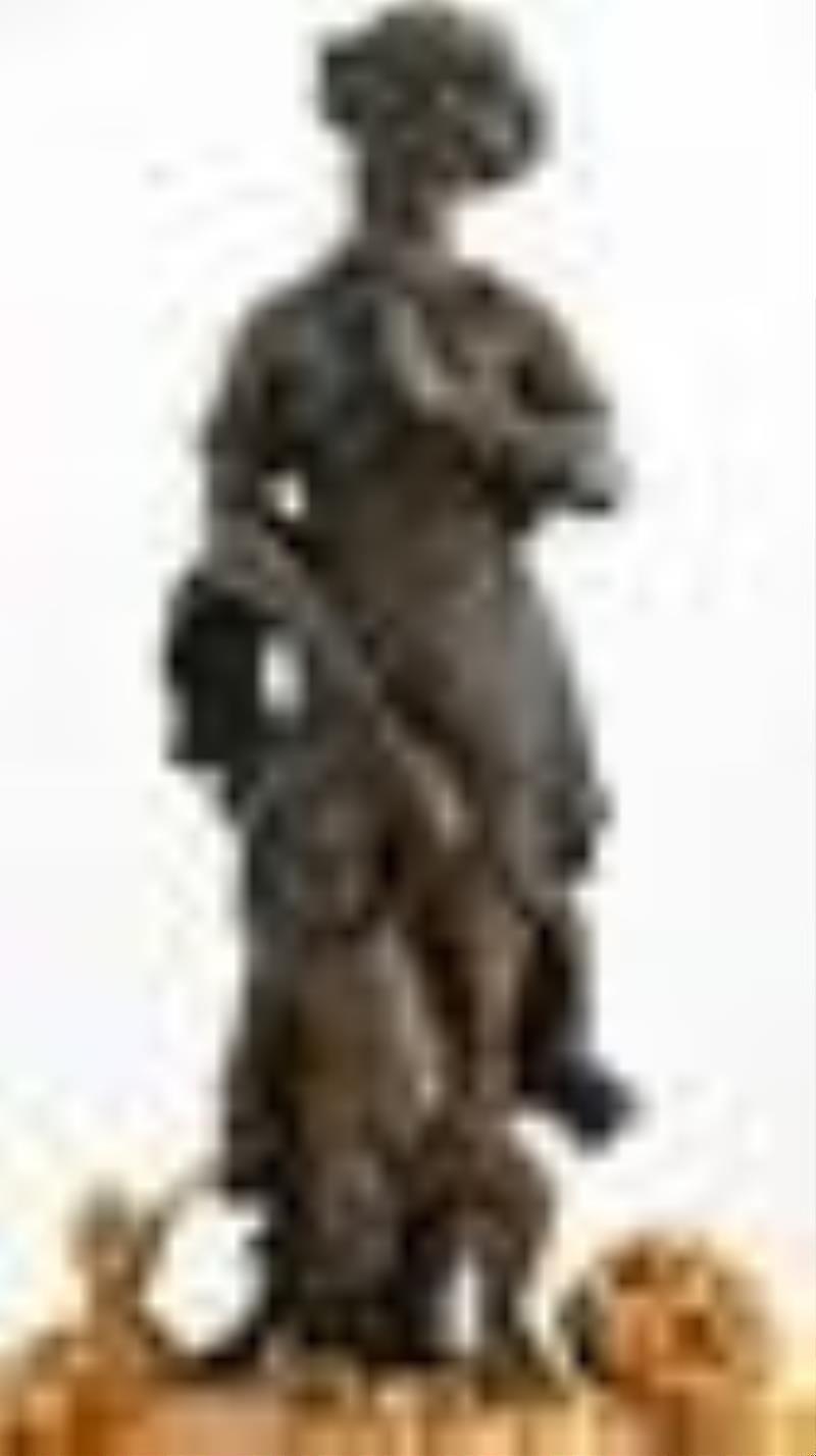 Louis XV Style Bronze Figural Mantel Clock