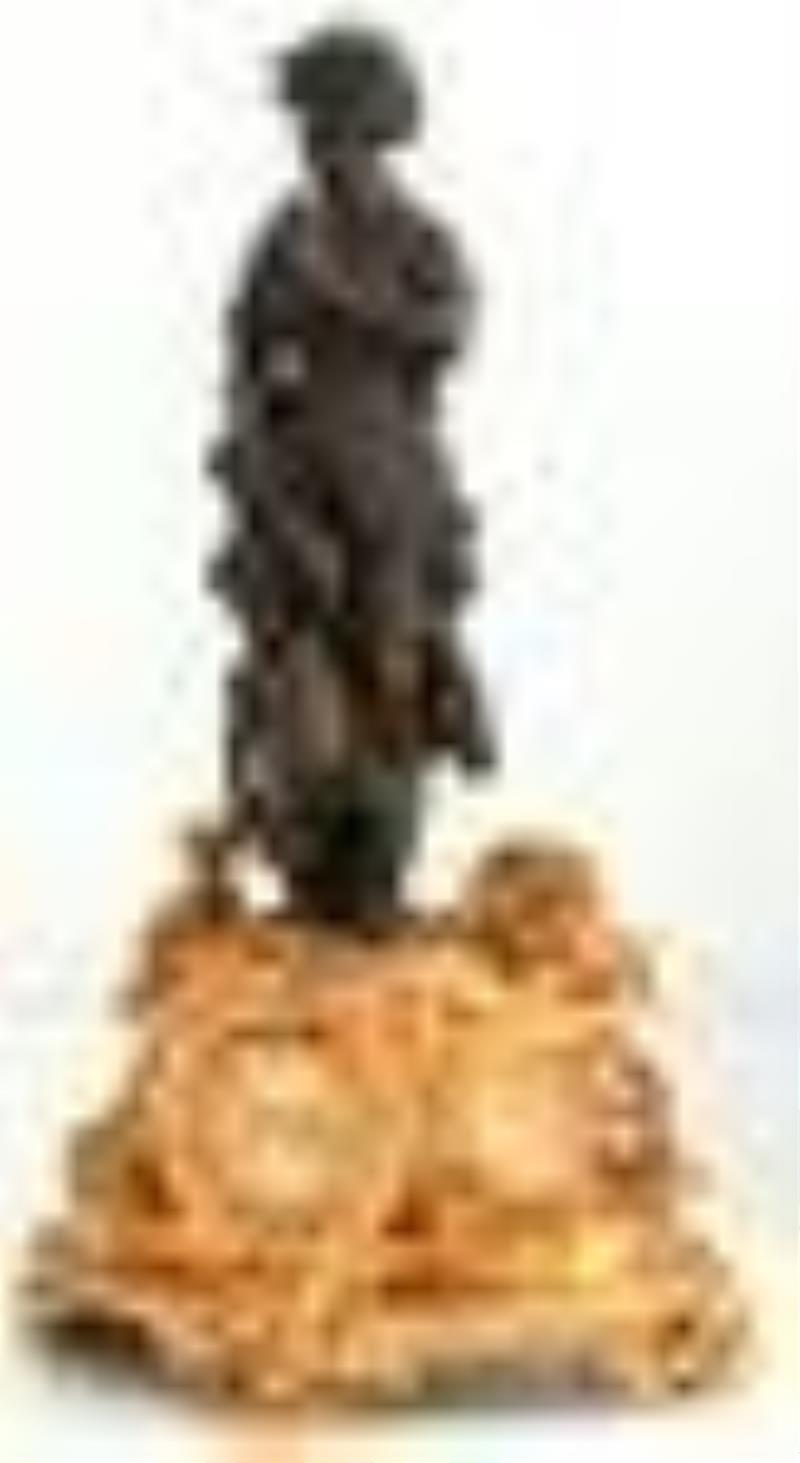 Louis XV Style Bronze Figural Mantel Clock