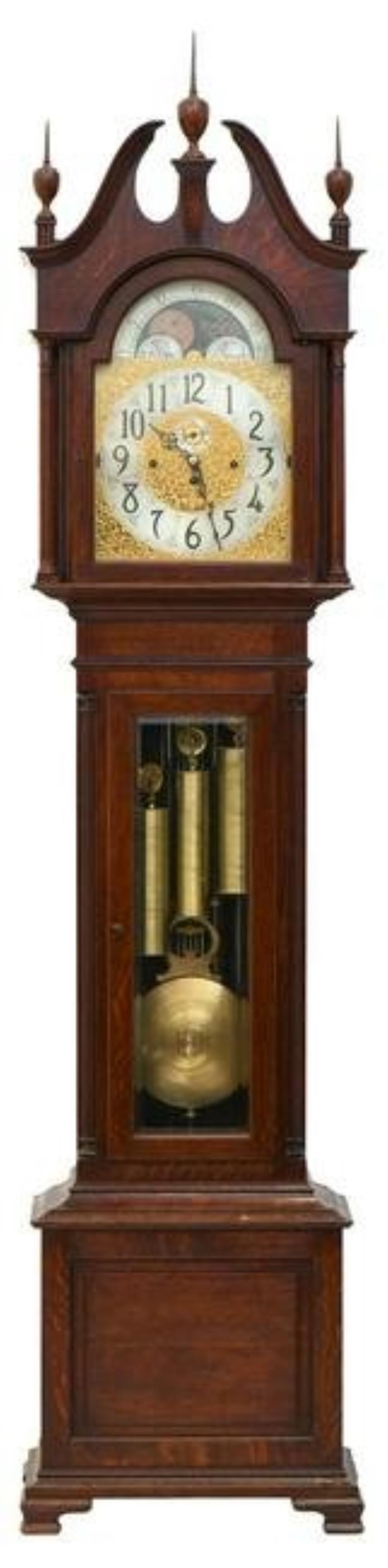 Tiffany & Co. Oak Five Tube Grandfather Clock