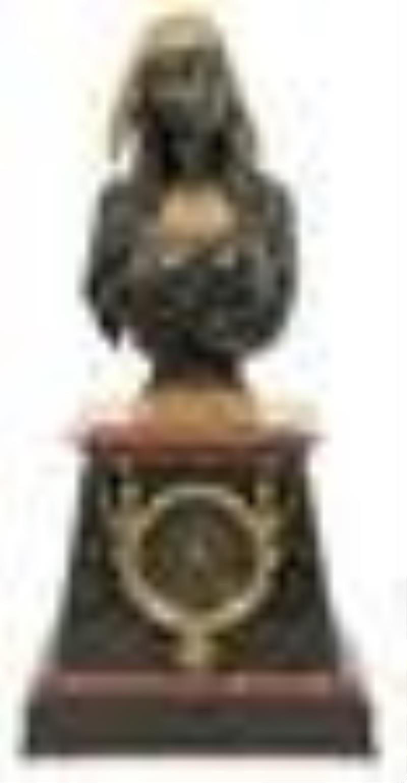French Egyptian Revival Bronze & Marble Mantel Clock